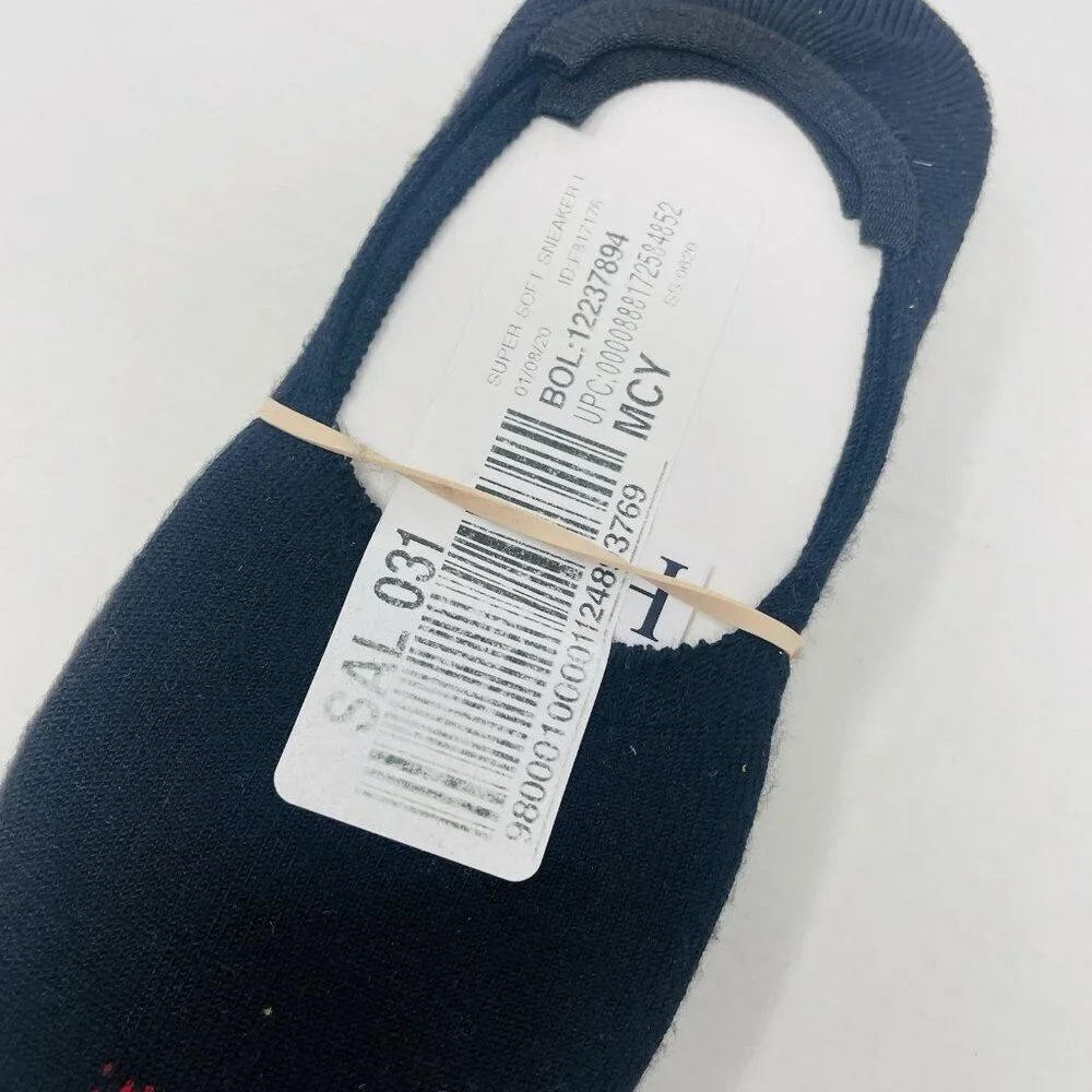 Hue Womens One Size Fits Most Supersoft Sneaker Liner Socks 4 Pack in Black 1545